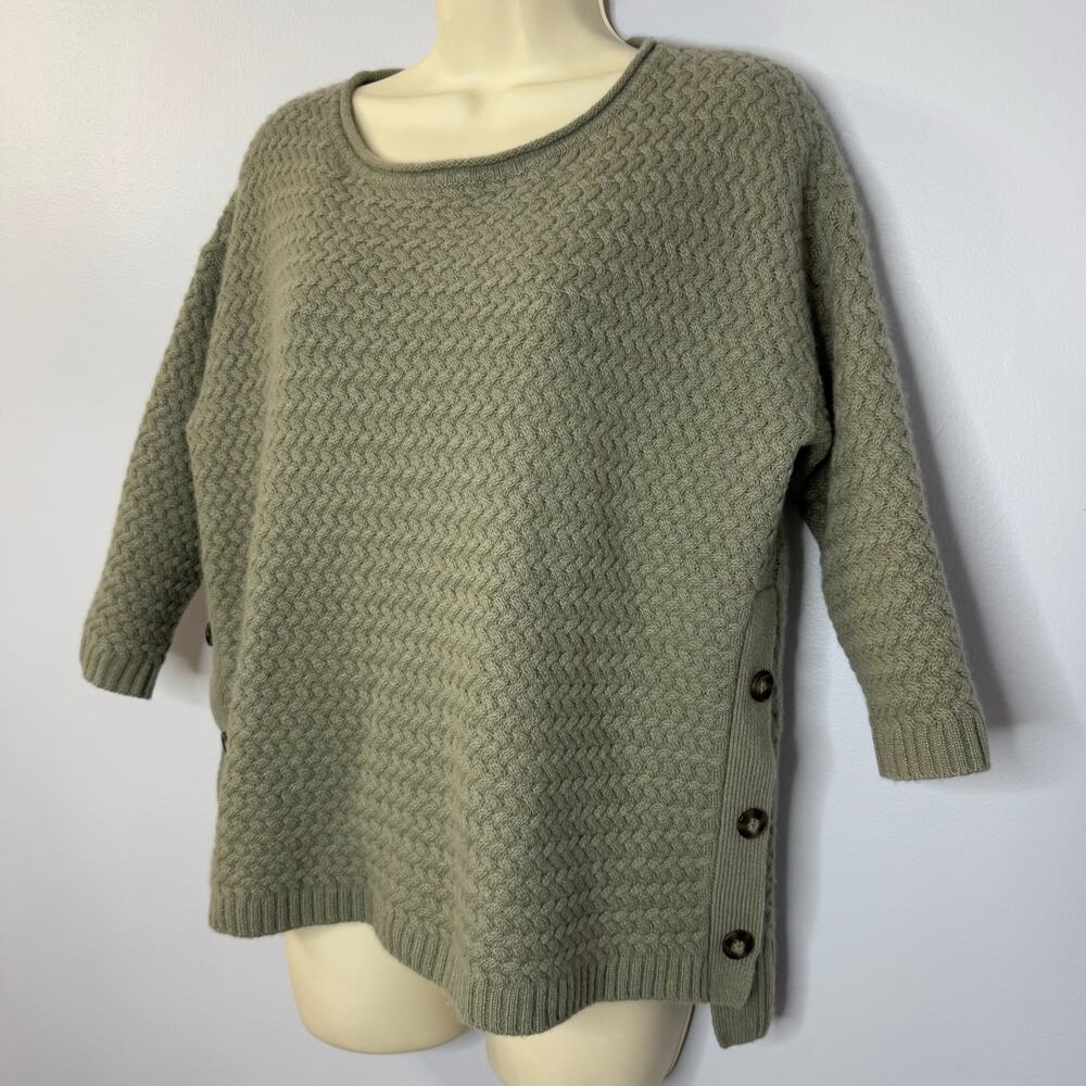 Garnet Hill Cashmere Button-Detail Boxy Sweater Luxury Soft S - Picture 6 of 12